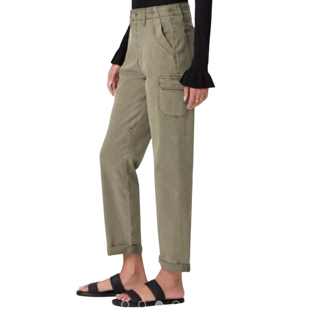Paige Drew Gritty Boho Granola Lyocell Utility Cargo Gorpcore Green Casual Pants
